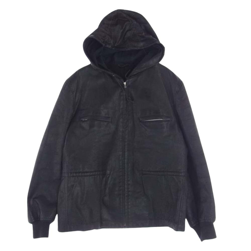 COMME des GARCONS HOMME コムデギャルソンオム AD1999 HJ-070800 田中オム 田中期 ヴィンテージ アーカイブ PVC フェイクレザー フルジップ パーカー ジャケット フーデッド ブルゾン ブラック系 M【中古】