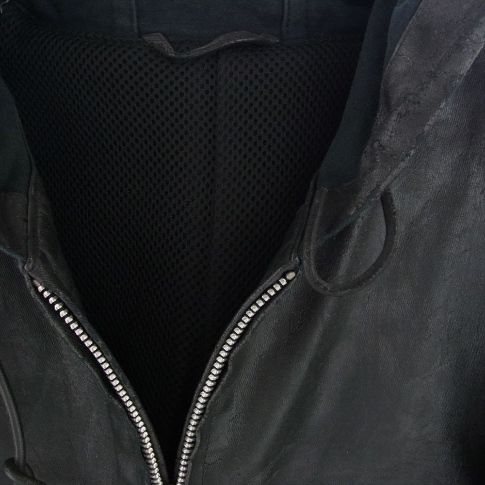 COMME des GARCONS HOMME コムデギャルソンオム AD1999 HJ-070800 田中オム 田中期 ヴィンテージ アーカイブ PVC フェイクレザー フルジップ パーカー ジャケット フーデッド ブルゾン ブラック系 M【中古】