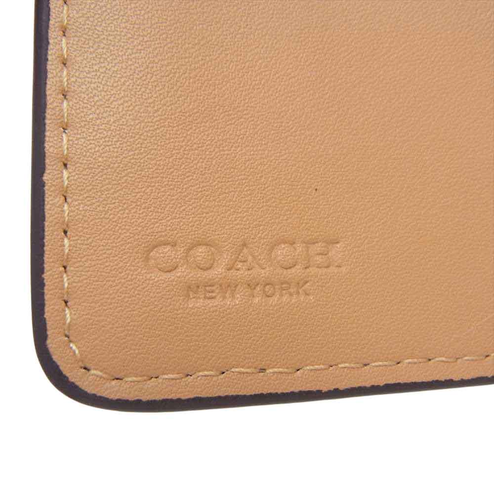 COACH コーチ C0082 IMDJ8  ミディアム コーナー ジップ ウォレット シグネチャー キャンバス 二つ折り 財布 ブラウン系【極上美品】【中古】