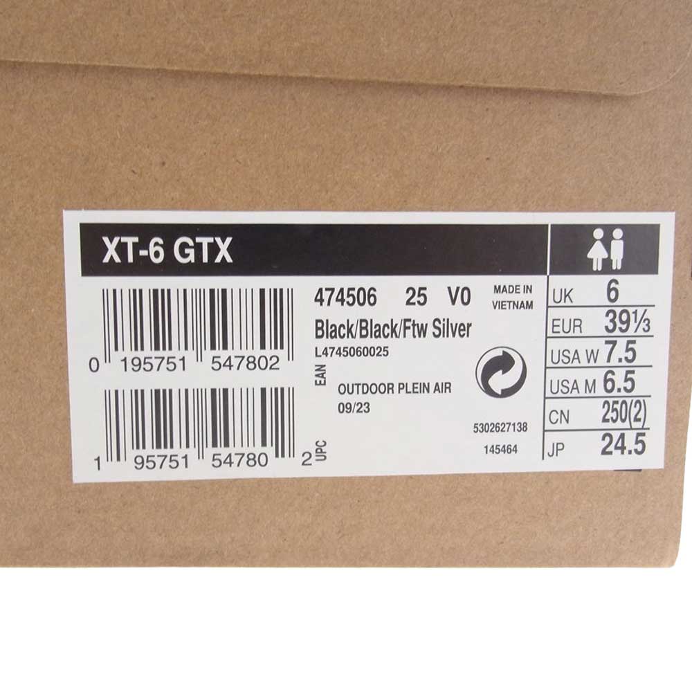 salomon サロモン 474506 XT-6 GTX GORE-TEX スニーカー ブラック系 24.5cm【新古品】【未使用】【中古】