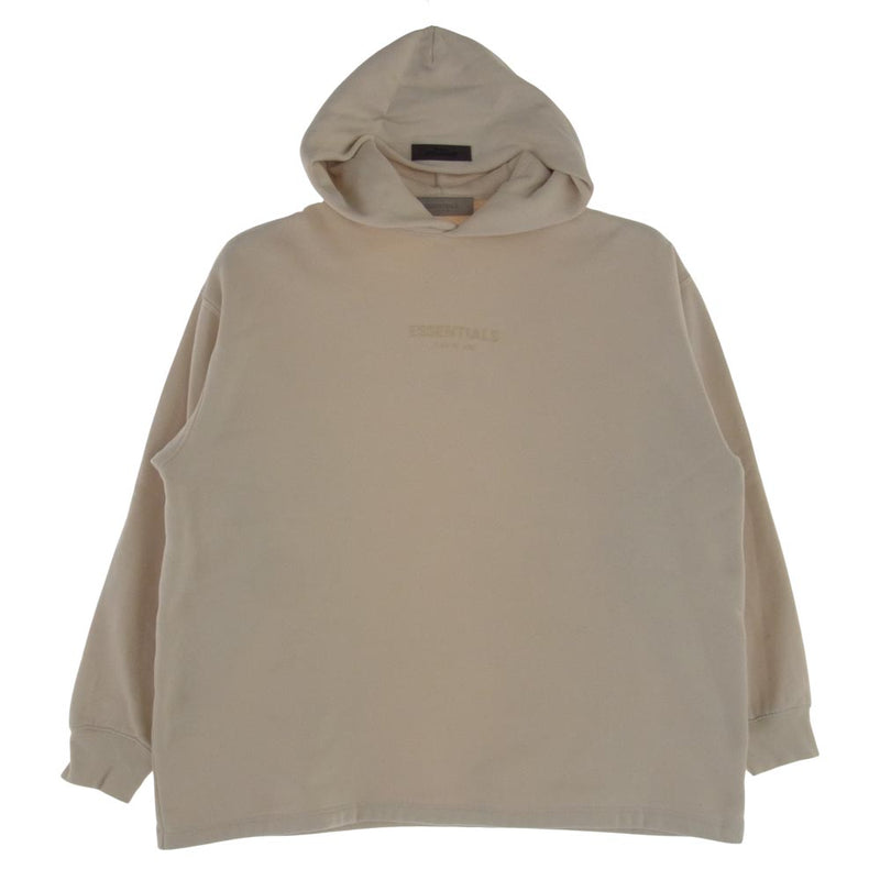 FEAR OF GOD フィアオブゴッド FOG ESSENTIALS エッセンシャルズ フロッキーロゴプリント プルオーバー スウェット パーカー オフホワイト系 S【中古】