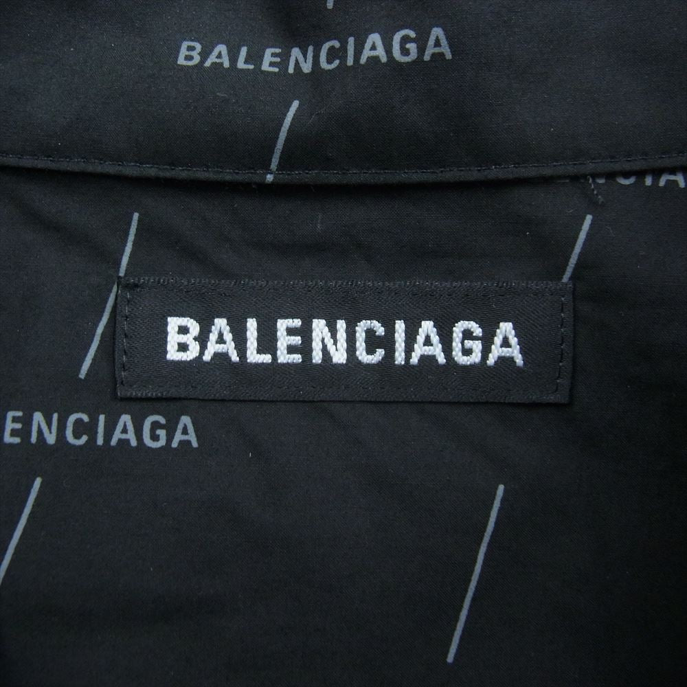 BALENCIAGA バレンシアガ 21SS 642265 TJLF3 イタリア製 ロゴ 総柄 ボタンダウン 長袖 シャツ ブラック系 37【中古】