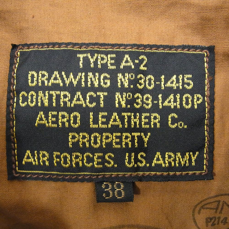 AERO LEATHER エアロレザー TYPE  A-2 フライト ジャケット ブラウン系 38【中古】