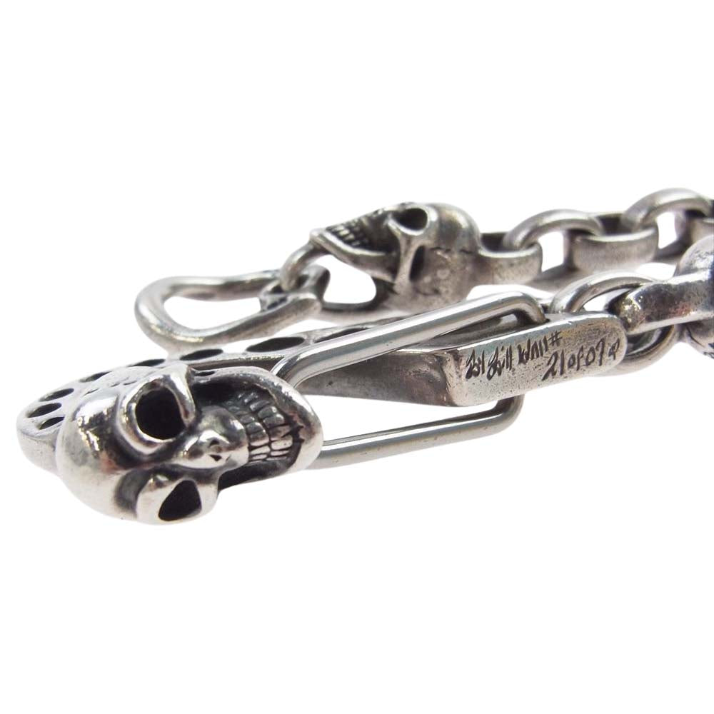 BILL WALL LEATHER ビルウォールレザー VINTAGE SKULL ヴィンテージスカルクリップ 7ヴィンテージスカル チェーンリンク ウォレットチェーン シルバー系【中古】
