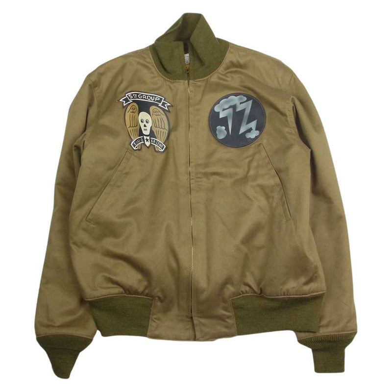 Buzz Rickson's バズリクソンズ BR15147 Type TANK SLASH POCKET BUZZ RICKSON CO. BOMBER BARONS ワッペン ミリタリー フライト タンカース ジャケット カーキ系 M【中古】