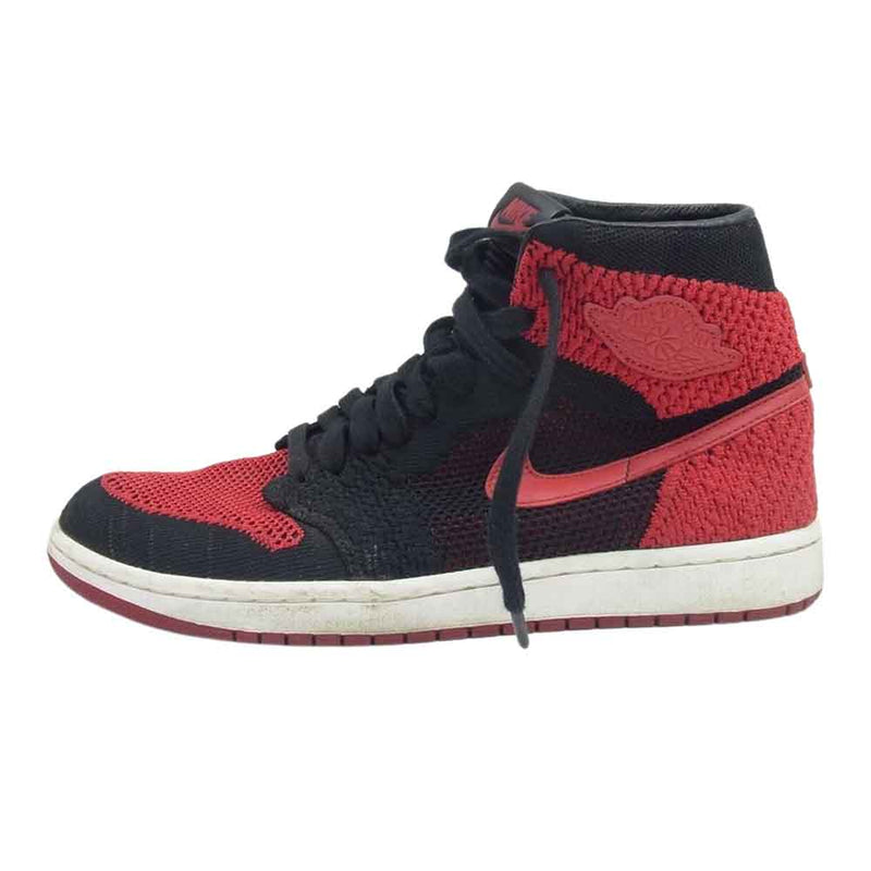 NIKE AIR JORDAN ナイキ ジョーダン 919704-001 1 RETRO HI FLYKNIT BRED 1 ハイ フライニット ブレッド ハイカット スニーカー ブラック系 レッド系 27cm【中古】