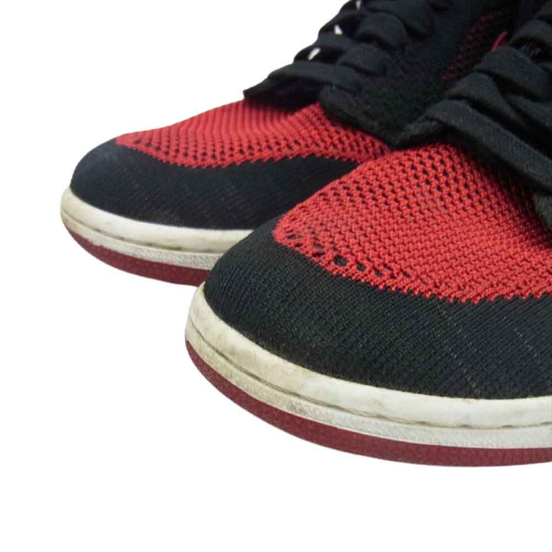 NIKE AIR JORDAN ナイキ ジョーダン 919704-001 1 RETRO HI FLYKNIT BRED 1 ハイ フライニット ブレッド ハイカット スニーカー ブラック系 レッド系 27cm【中古】