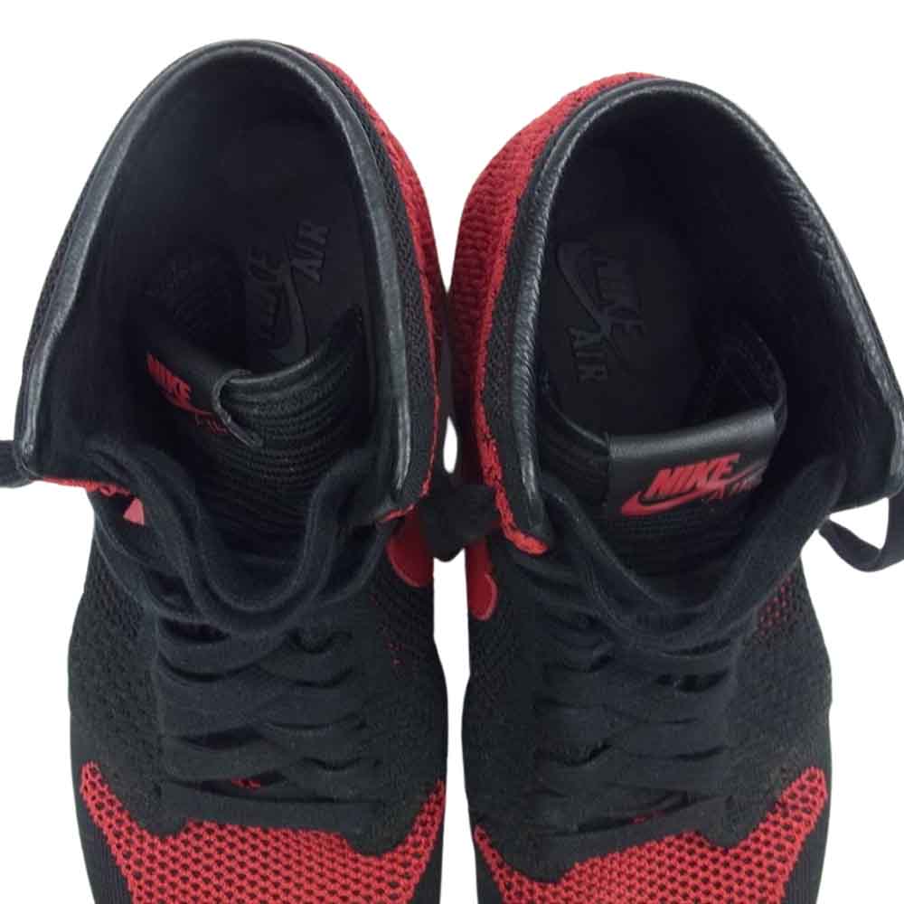 NIKE AIR JORDAN ナイキ ジョーダン 919704-001 1 RETRO HI FLYKNIT BRED 1 ハイ フライニット ブレッド ハイカット スニーカー ブラック系 レッド系 27cm【中古】