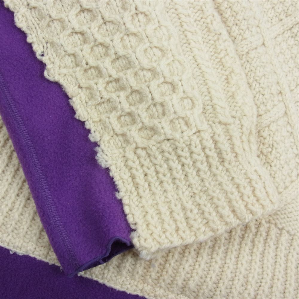 Needles ニードルス 22AW LQ299 REBUILD by Needles Fisherman Sweater Covered Sweater リビルドバイ リメイク 切替 長袖 フィッシャーマン ニット セーター パープル系 L【中古】