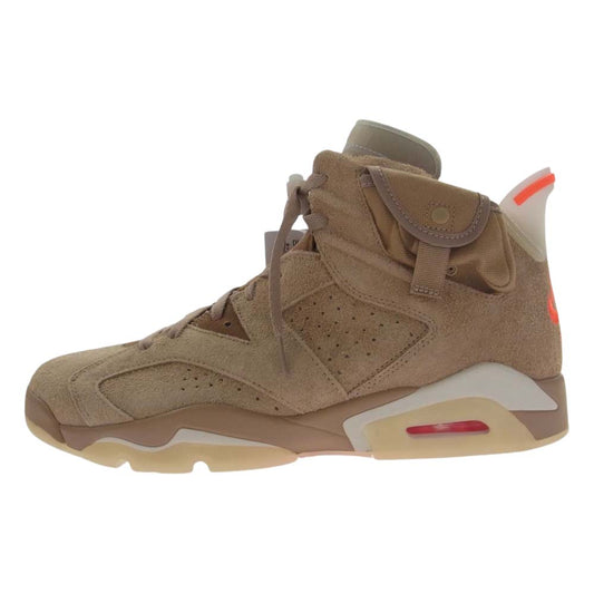 NIKE AIR JORDAN ナイキ ジョーダン DH0690-200  フェイクバスターズ 鑑定済 TRAVIS SCOTT AIR JORDAN 6 RETRO SP BRITISH KHAKI トラヴィススコット ジョーダン6 レトロ ブリティッシュカーキ ハイカット スニーカー  ライトブラウン系 29.5cm【新古品】【未使用】【中古】