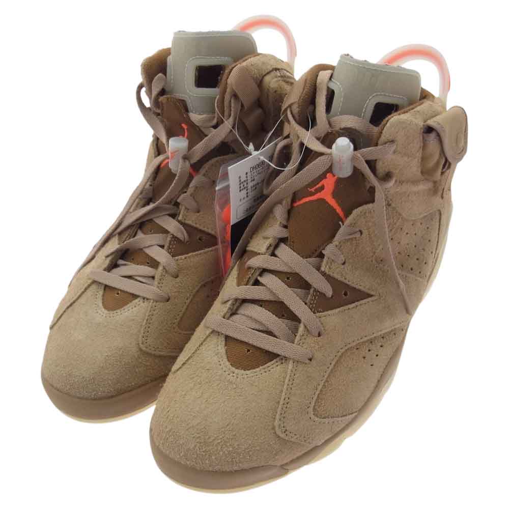 NIKE AIR JORDAN ナイキ ジョーダン DH0690-200  フェイクバスターズ 鑑定済 TRAVIS SCOTT AIR JORDAN 6 RETRO SP BRITISH KHAKI トラヴィススコット ジョーダン6 レトロ ブリティッシュカーキ ハイカット スニーカー  ライトブラウン系 29.5cm【新古品】【未使用】【中古】