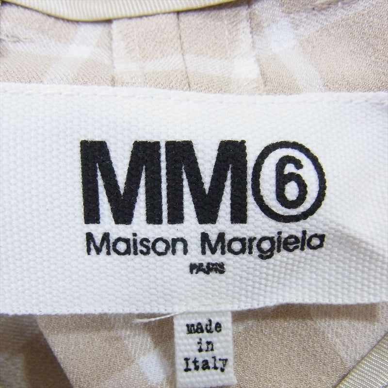 MAISON MARGIELA メゾンマルジェラ S32KA608 S52740 MM6 エムエムシックス チェック スラックス パンツ ベージュ系 44【中古】