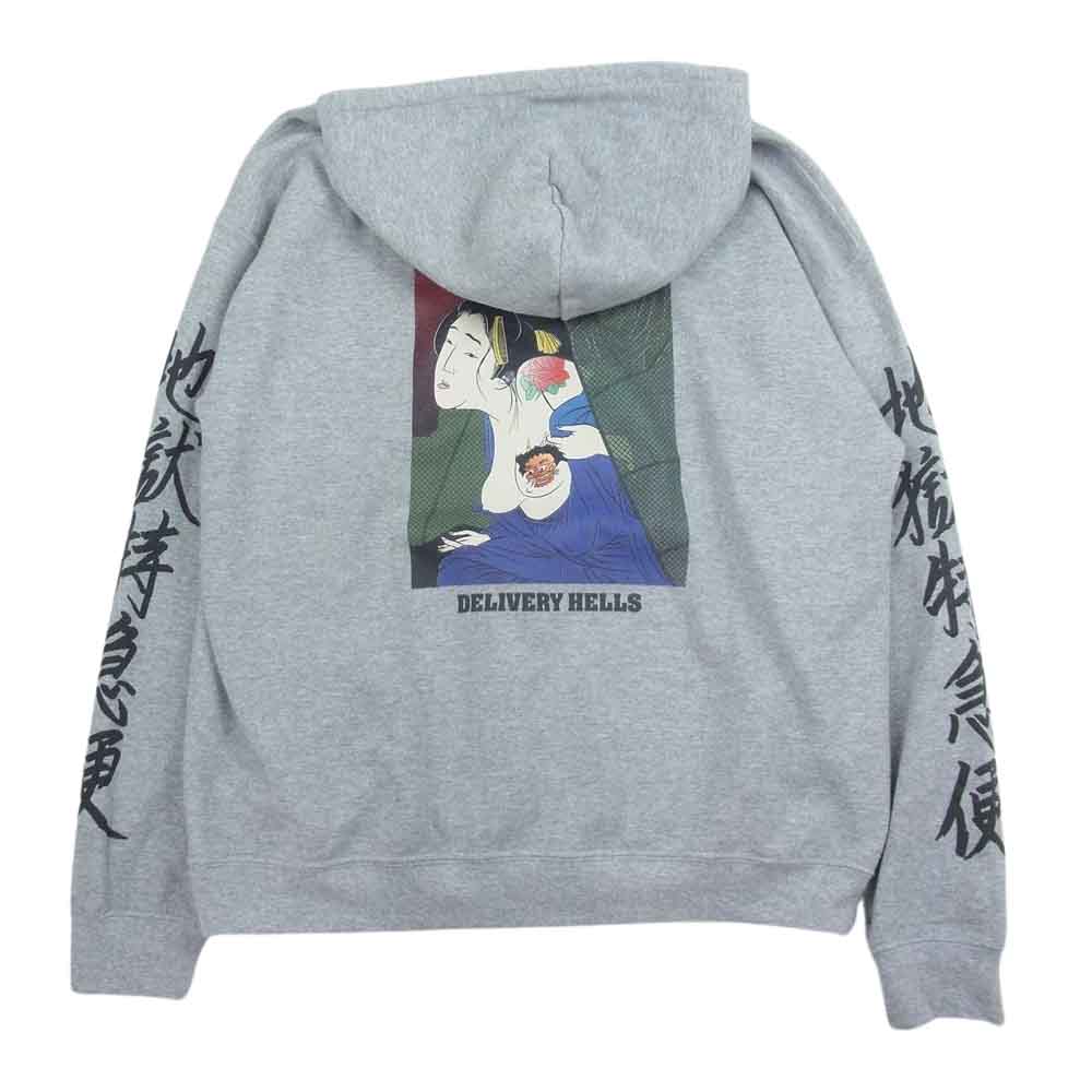 フラグスタフ 20AW DH-05 DELIVERY HELLS 地獄特急便 プルオーバー バックプリント 長袖 パーカー グレー系 L【中古】