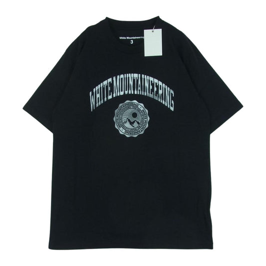 WHITE MOUNTAINEERING ホワイトマウンテニアリング 23SS WM2371514 FLOCKY PRINTE T-SHIRT カレッジロゴ フロッキープリント 半袖 Tシャツ ブラック系 3【新古品】【未使用】【中古】
