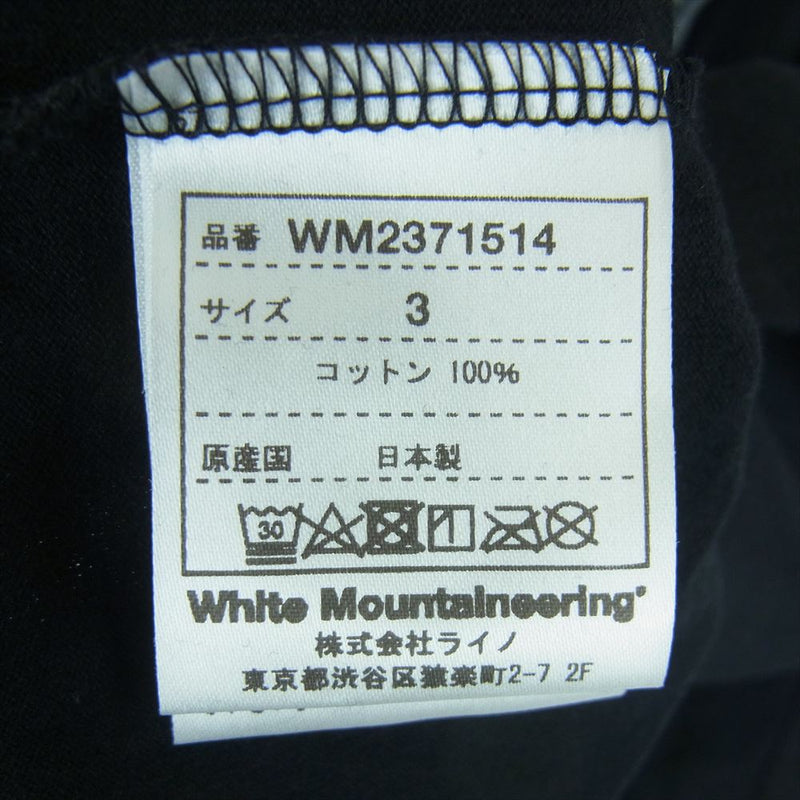 WHITE MOUNTAINEERING ホワイトマウンテニアリング 23SS WM2371514 FLOCKY PRINTE T-SHIRT カレッジロゴ フロッキープリント 半袖 Tシャツ ブラック系 3【新古品】【未使用】【中古】