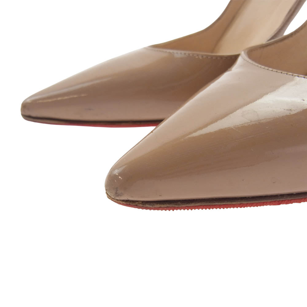 Christian Louboutin クリスチャンルブタン ポインテッドトゥ エナメル ハイヒール パンプス ベージュ ベージュ系 36【中古】