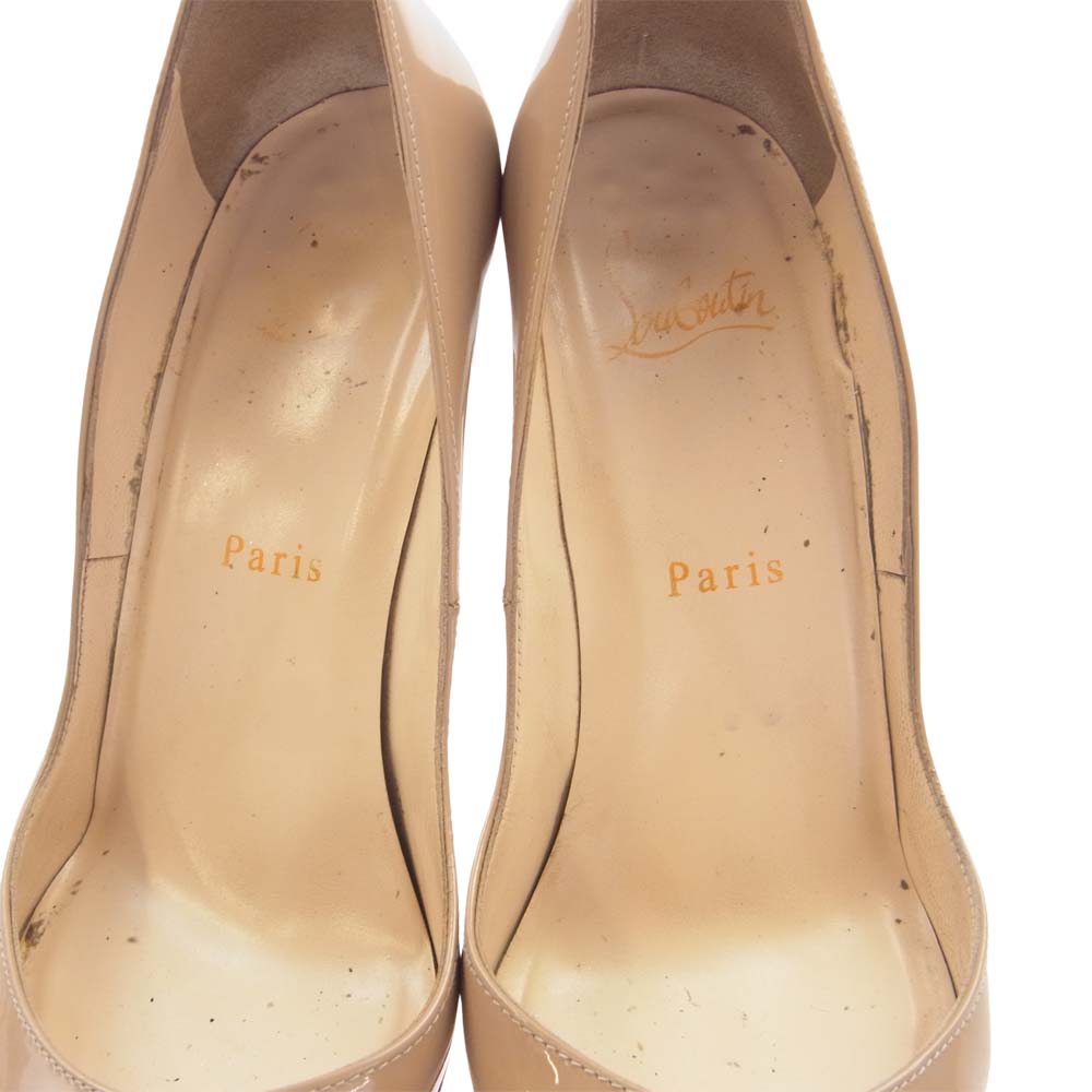 Christian Louboutin クリスチャンルブタン ポインテッドトゥ エナメル ハイヒール パンプス ベージュ ベージュ系 36【中古】