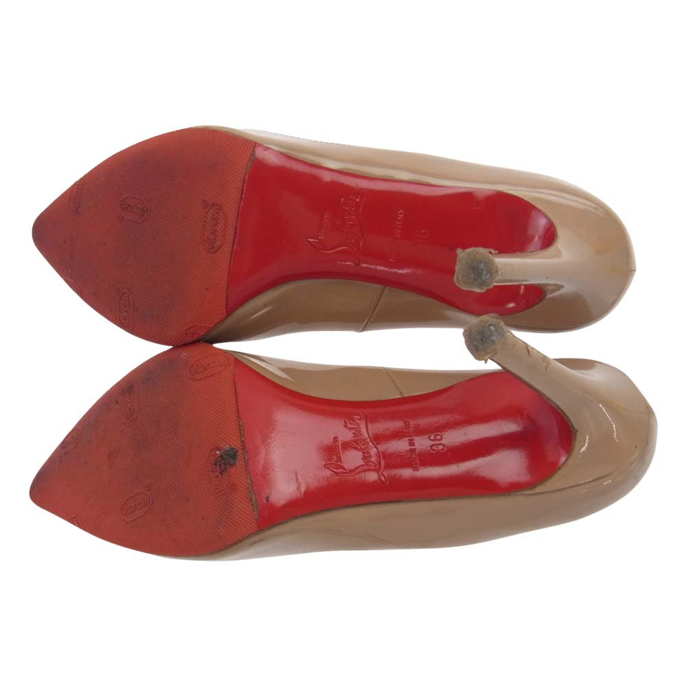Christian Louboutin クリスチャンルブタン ポインテッドトゥ エナメル ハイヒール パンプス ベージュ ベージュ系 36【中古】
