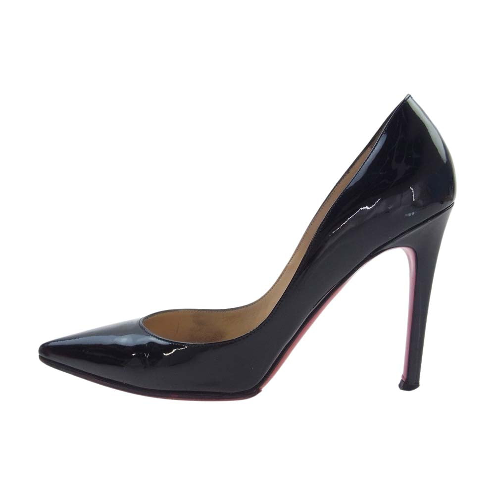 Christian Louboutin クリスチャンルブタン ポインテッドトゥ エナメル ハイヒール パンプス ブラック ブラック系 36【中古】