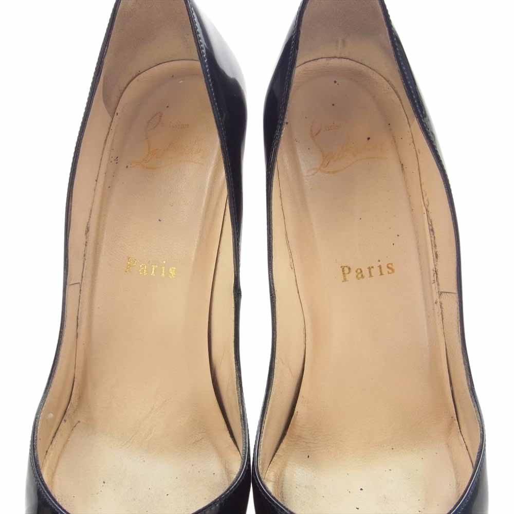 Christian Louboutin クリスチャンルブタン ポインテッドトゥ エナメル ハイヒール パンプス ブラック ブラック系 36【中古】