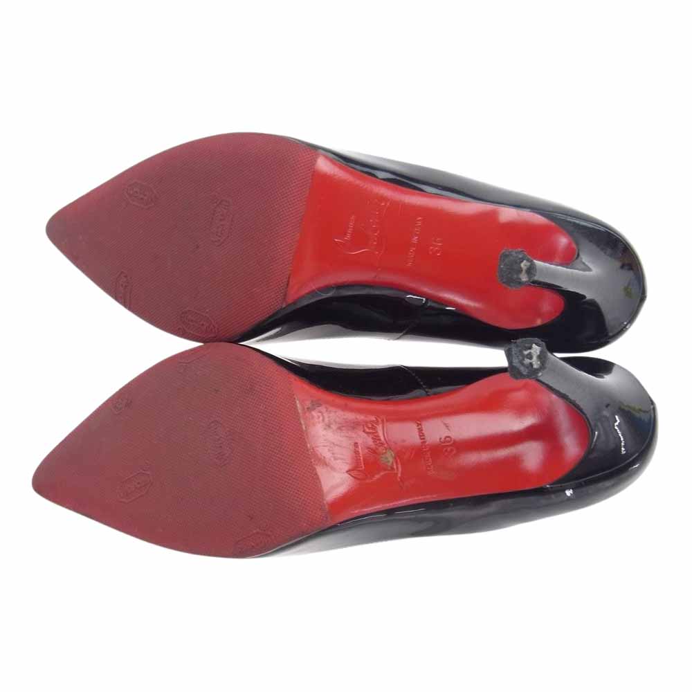 Christian Louboutin クリスチャンルブタン ポインテッドトゥ エナメル ハイヒール パンプス ブラック ブラック系 36【中古】