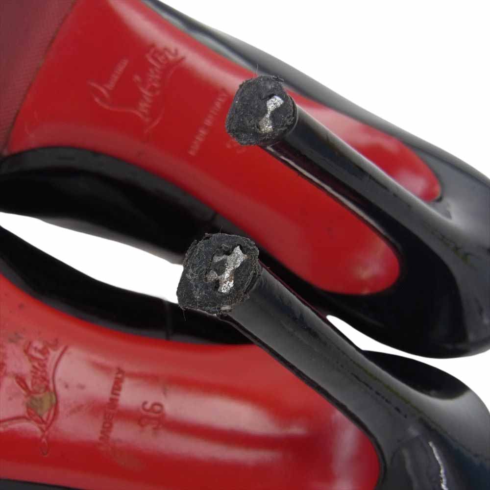 Christian Louboutin クリスチャンルブタン ポインテッドトゥ エナメル ハイヒール パンプス ブラック ブラック系 36【中古】
