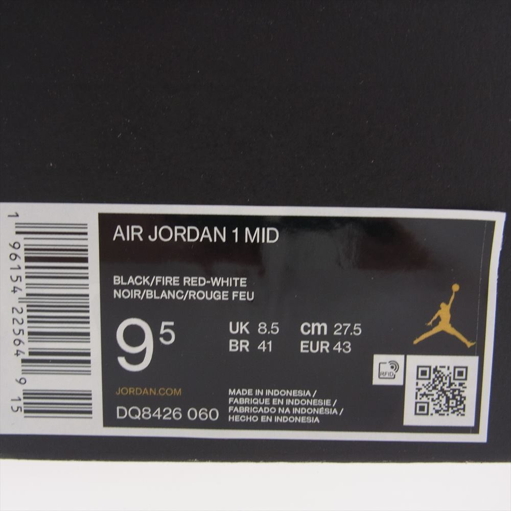 NIKE ナイキ DQ8426-060 AIR JORDAN 1 MID エア ジョーダン 1 ミッド スニーカー ブラック系 レッド系 27.5cm【新古品】【未使用】【中古】