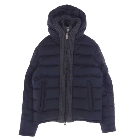 MONCLER モンクレール 220914131105 CANUT カヌート ニット切替 フーディー ダウン ジャケット ダークネイビー系【中古】