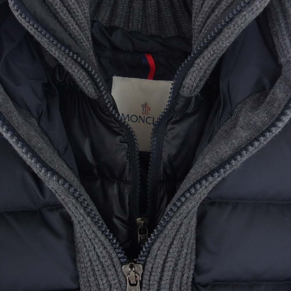 MONCLER モンクレール 220914131105 CANUT カヌート ニット切替 フーディー ダウン ジャケット ダークネイビー系【中古】