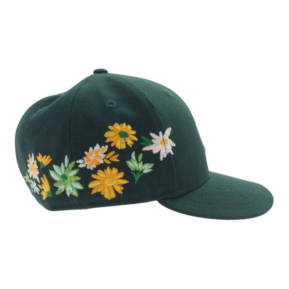 キス × NEWERA  ニューエラ フローラル 刺繍 キャップ グリーン系 58.7cm 【美品】【中古】