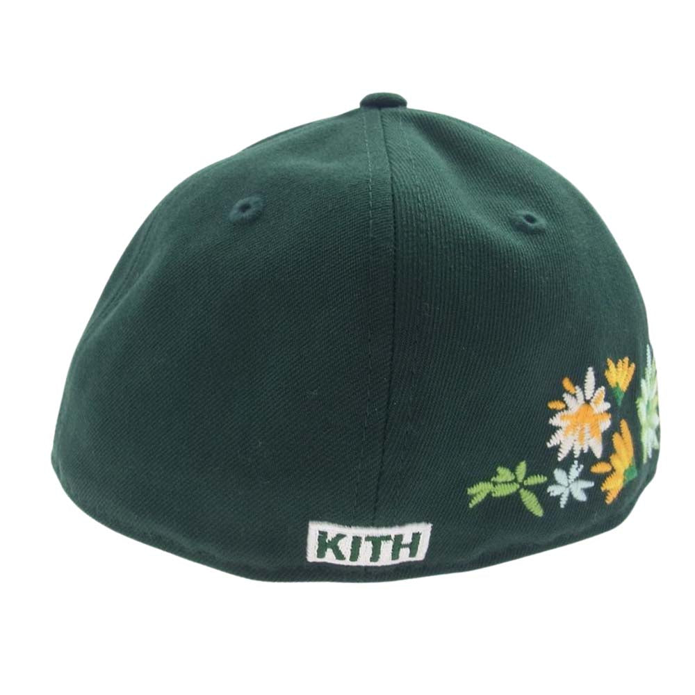 キス × NEWERA  ニューエラ フローラル 刺繍 キャップ グリーン系 58.7cm 【美品】【中古】