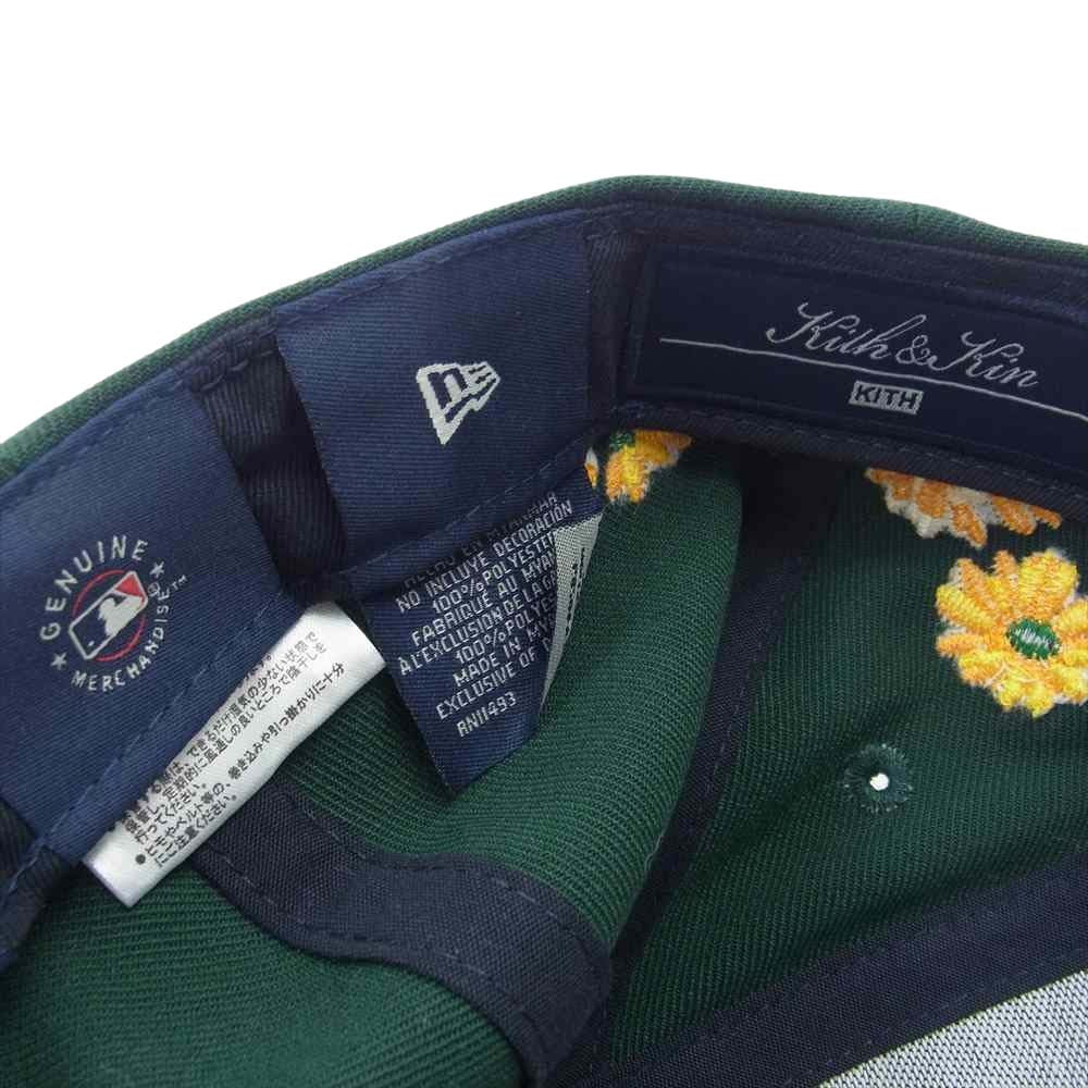 キス × NEWERA  ニューエラ フローラル 刺繍 キャップ グリーン系 58.7cm 【美品】【中古】