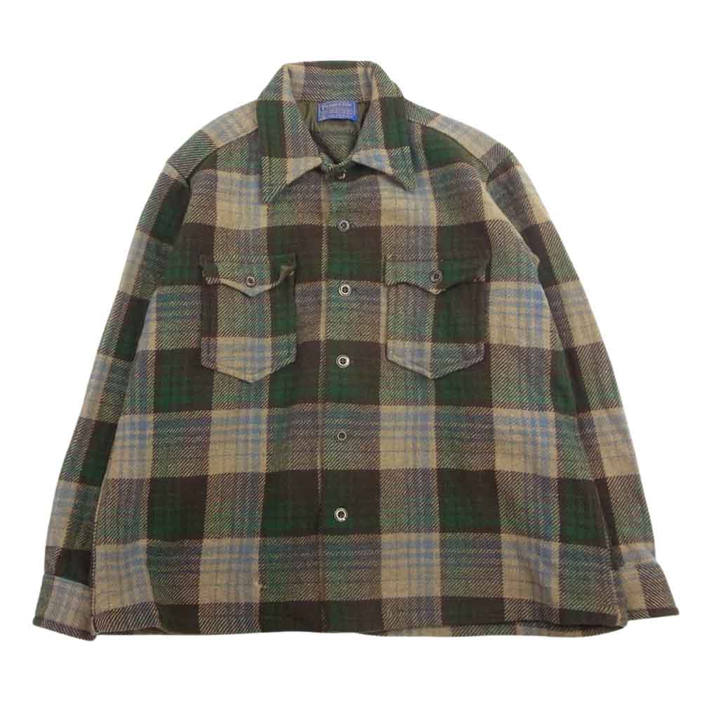 PENDLETON ペンドルトン 70s ウール チェック シャツ  ブラウン系 XL【中古】