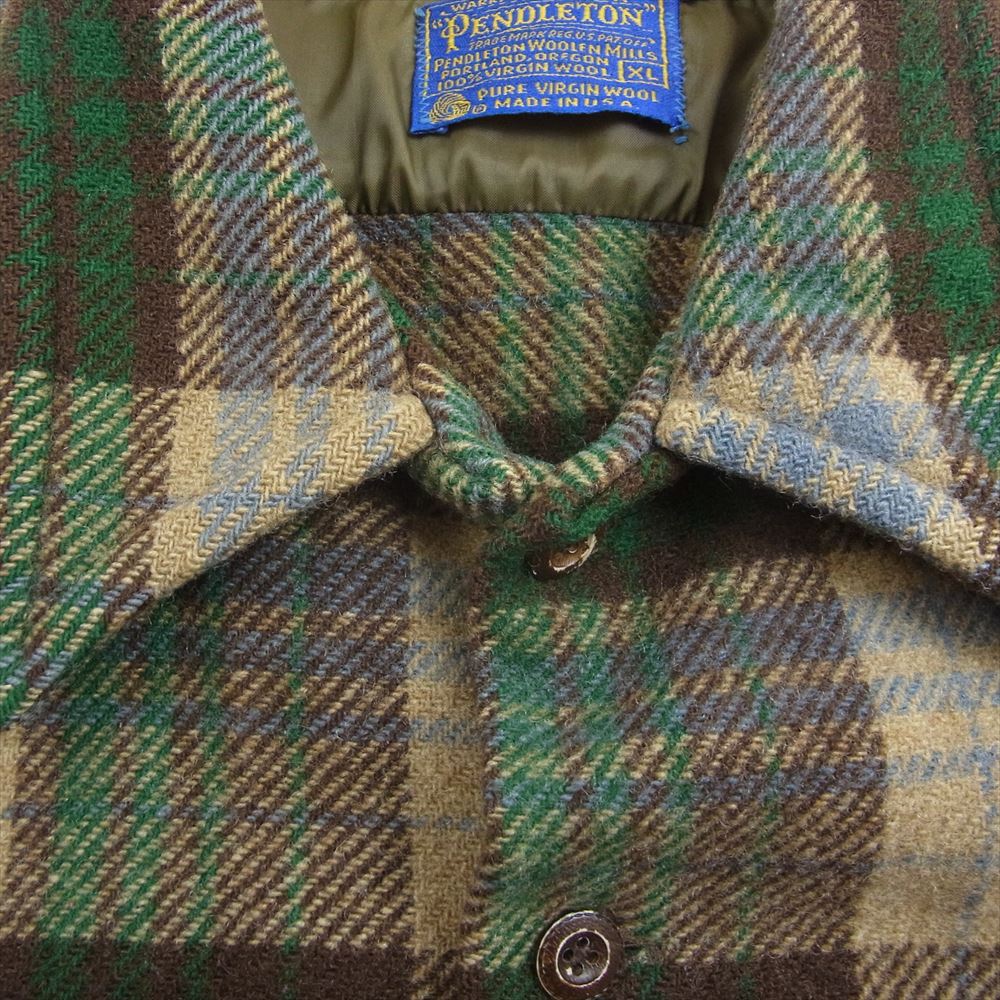 PENDLETON ペンドルトン 70s ウール チェック シャツ  ブラウン系 XL【中古】