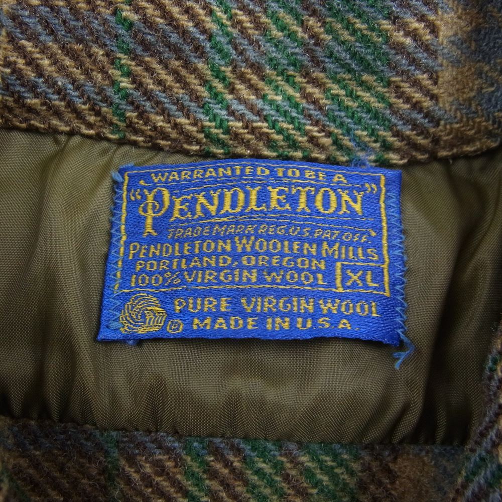 PENDLETON ペンドルトン 70s ウール チェック シャツ  ブラウン系 XL【中古】