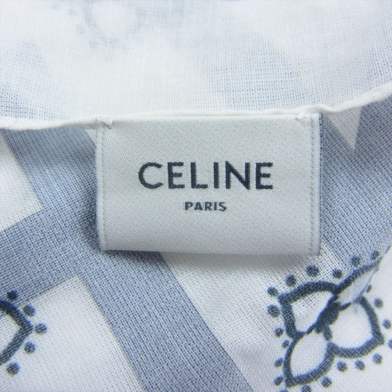 CELINE セリーヌ ロゴ プリント バンダナ ハンカチ ホワイト系【中古】