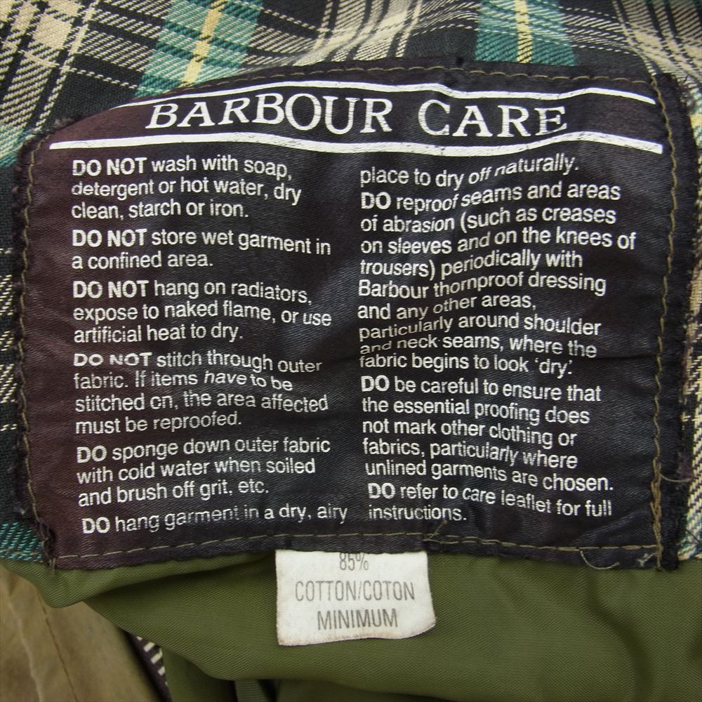 Barbour バブアー 85年製 80s 2ワラント SOLWAY ZIPPER ソルウェイ ジッパー オイルド ジャケット ブラウン系 42【中古】