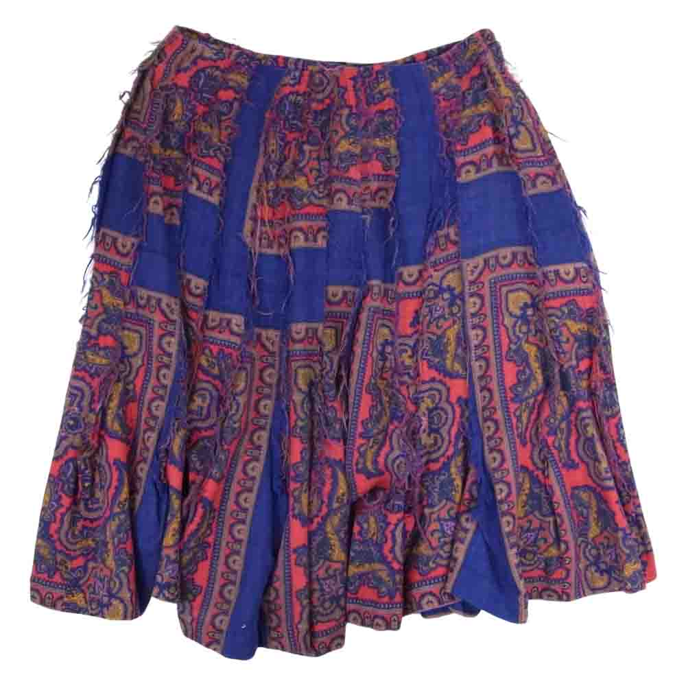 tricot COMME des GARCONS トリココムデギャルソン AD2003 TK-S025 アーカイブ ウール 総柄 フリンジ プリーツ スカート マルチカラー系 M【中古】