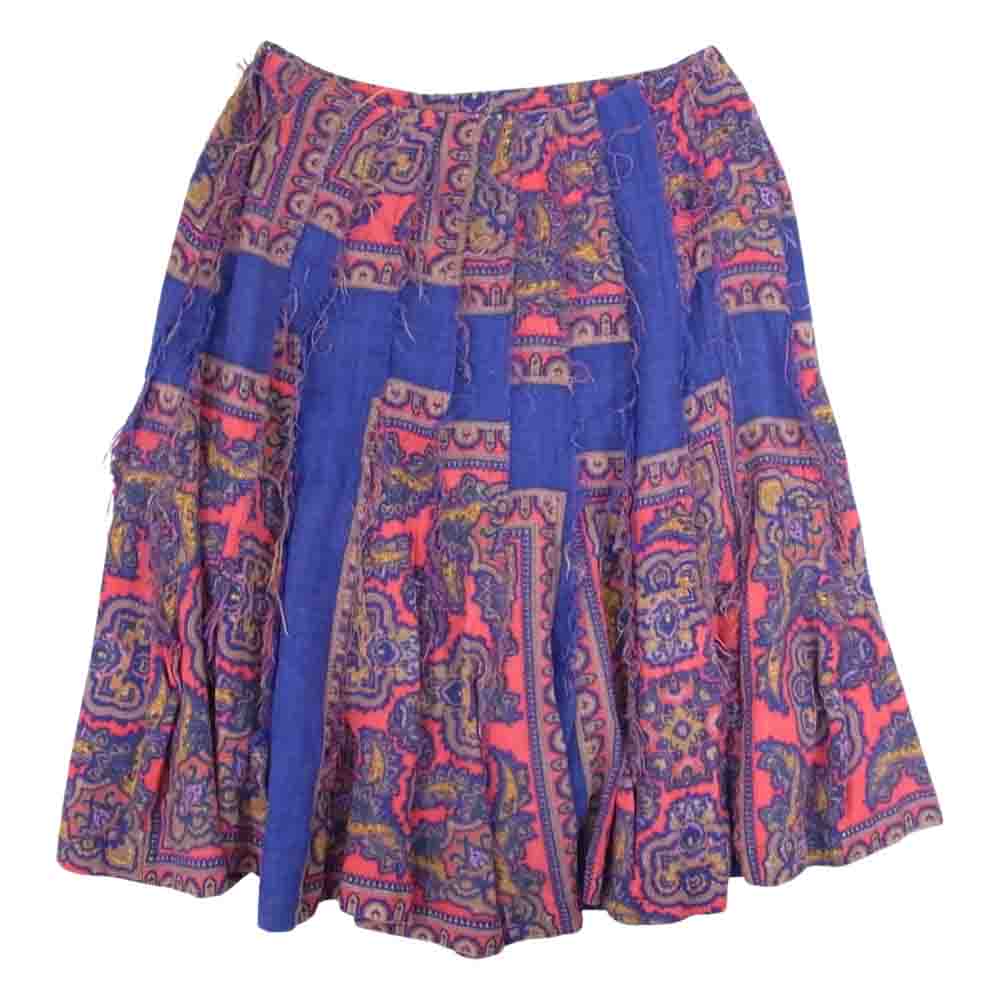 tricot COMME des GARCONS トリココムデギャルソン AD2003 TK-S025 アーカイブ ウール 総柄 フリンジ プリーツ スカート マルチカラー系 M【中古】
