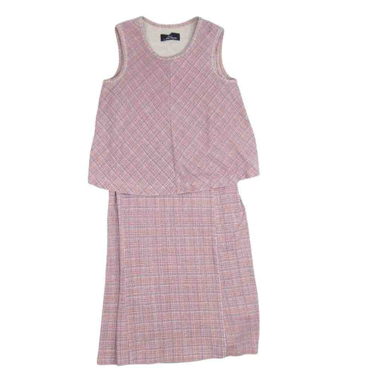 tricot COMME des GARCONS トリココムデギャルソン TA-080070 バイアスチェック ウール ノースリーブワンピース オレンジ系 サイズ表記無【中古】