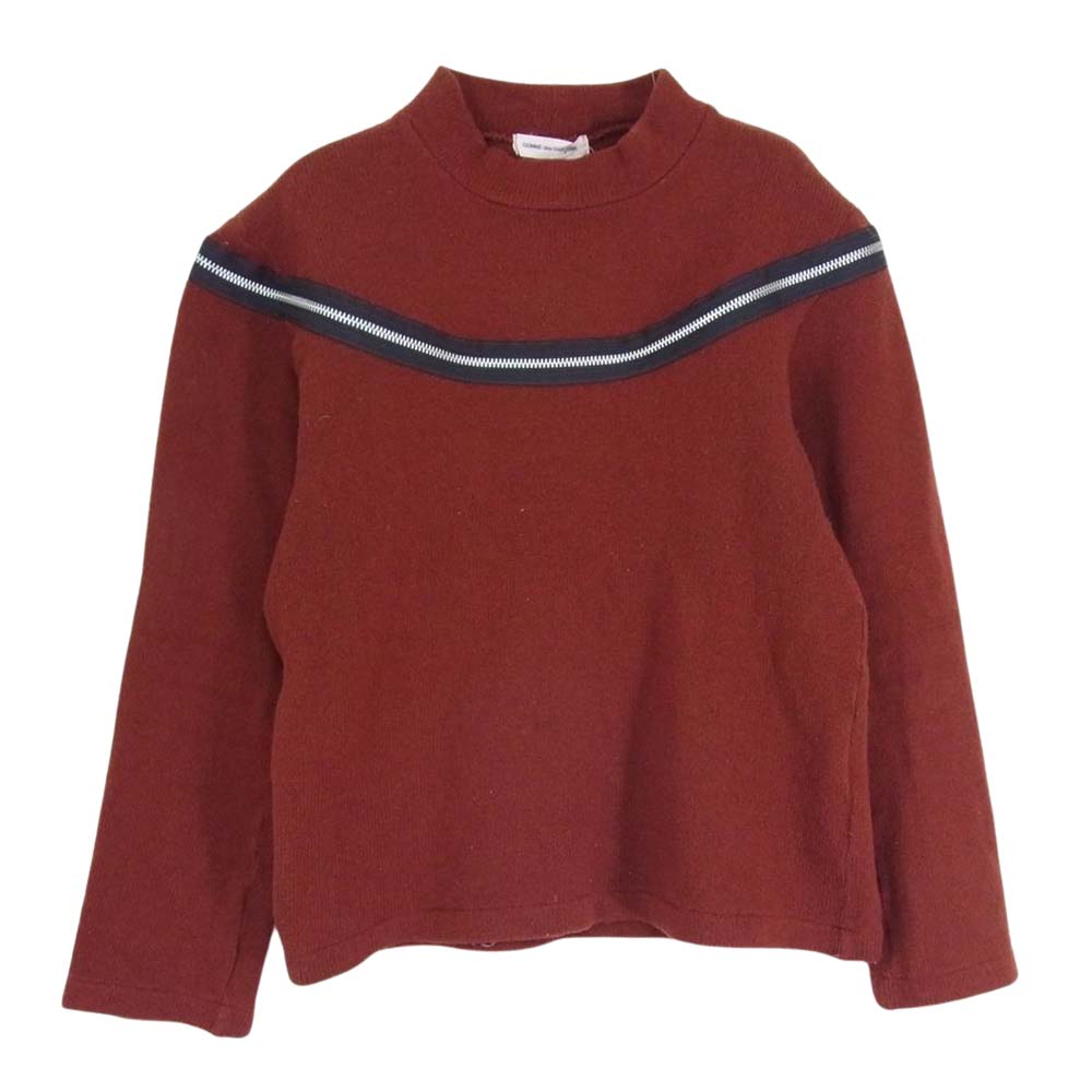 COMME des GARCONS コムデギャルソン AD2000 GT-040450 本ライン アーカイブ ファスナー ジップ切替 モックネック 長袖 ニット セーター ブラウン系 サイズ表記無【中古】
