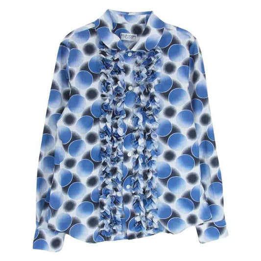 robe de chambre COMME des GARCONS ローブドシャンブルコムデギャルソン AD1998 RB-100380 ヴィンテージ アーカイブ フリル ドット柄 水彩 ラウンドカラー 長袖 シャツ ブルー系 サイズ表記無【中古】