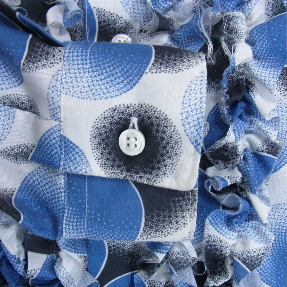 robe de chambre COMME des GARCONS ローブドシャンブルコムデギャルソン AD1998 RB-100380 ヴィンテージ アーカイブ フリル ドット柄 水彩 ラウンドカラー 長袖 シャツ ブルー系 サイズ表記無【中古】