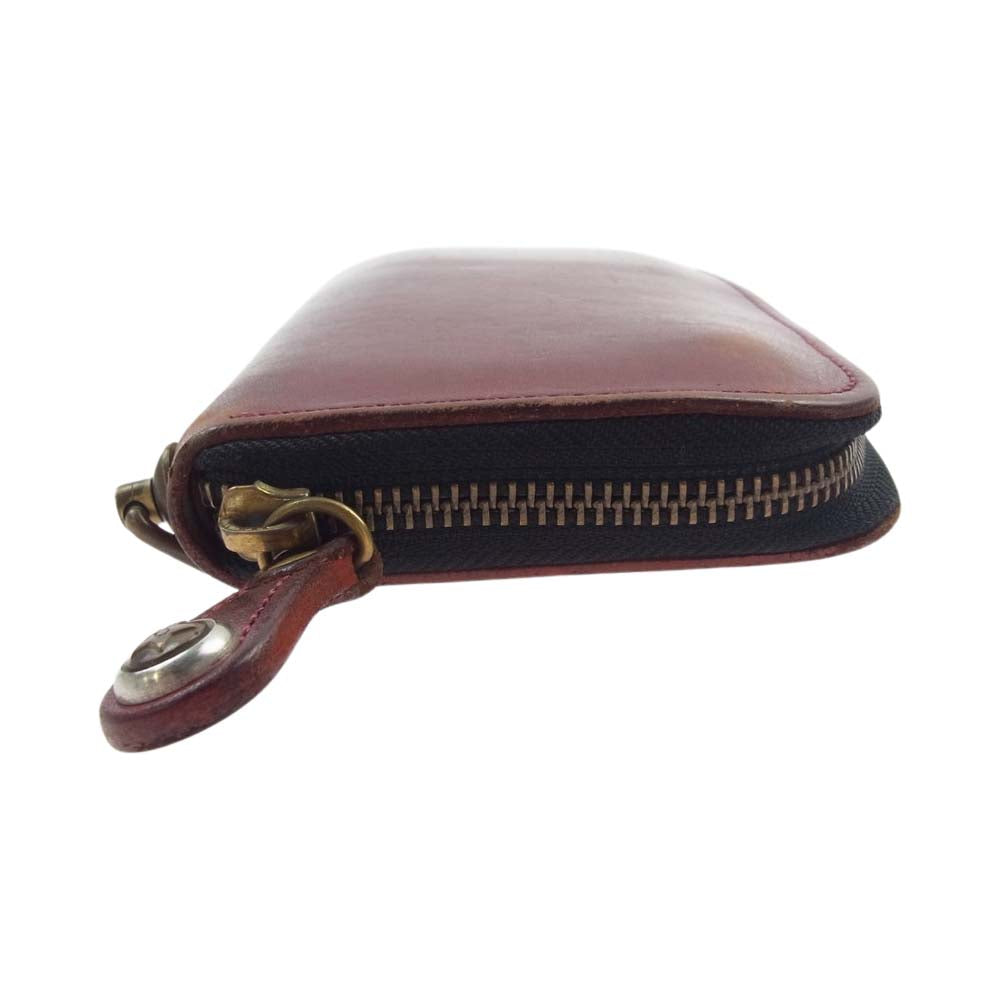 ケイシイズ レザー ラウンドジップ ロング ウォレット レッド 赤茶色【中古】