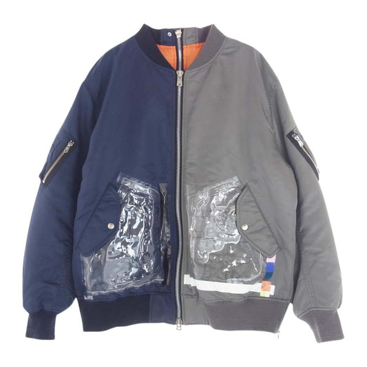 TAKAHIRO MIYASHITA The SoloIst. タカヒロミヤシタザソロイスト 22SS SJ.0009SS22 oversized two-tone flight jacket オーバーサイズ 2トーン フライド MA1 ジャケット ネイビー系 グレー系 46【中古】
