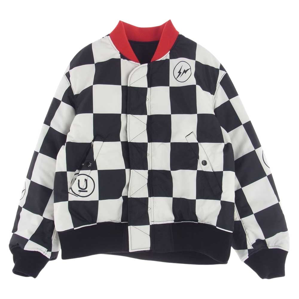 UNDERCOVER アンダーカバー UC2C1207-2 × フラグメントデザイン リバーシブル MA-1 チェッカーフラッグ ミリタリー ジャケット ブラック系 ホワイト系 1【極上美品】【中古】