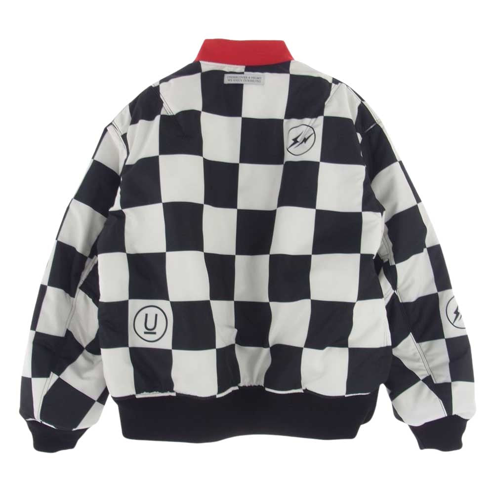 UNDERCOVER アンダーカバー UC2C1207-2 × フラグメントデザイン リバーシブル MA-1 チェッカーフラッグ ミリタリー ジャケット ブラック系 ホワイト系 1【極上美品】【中古】