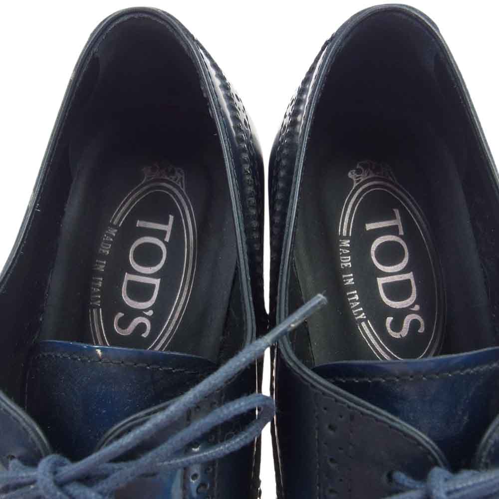 TOD’S トッズ ウィングチップ エナメルレザー シューズ  ネイビー系 32【中古】