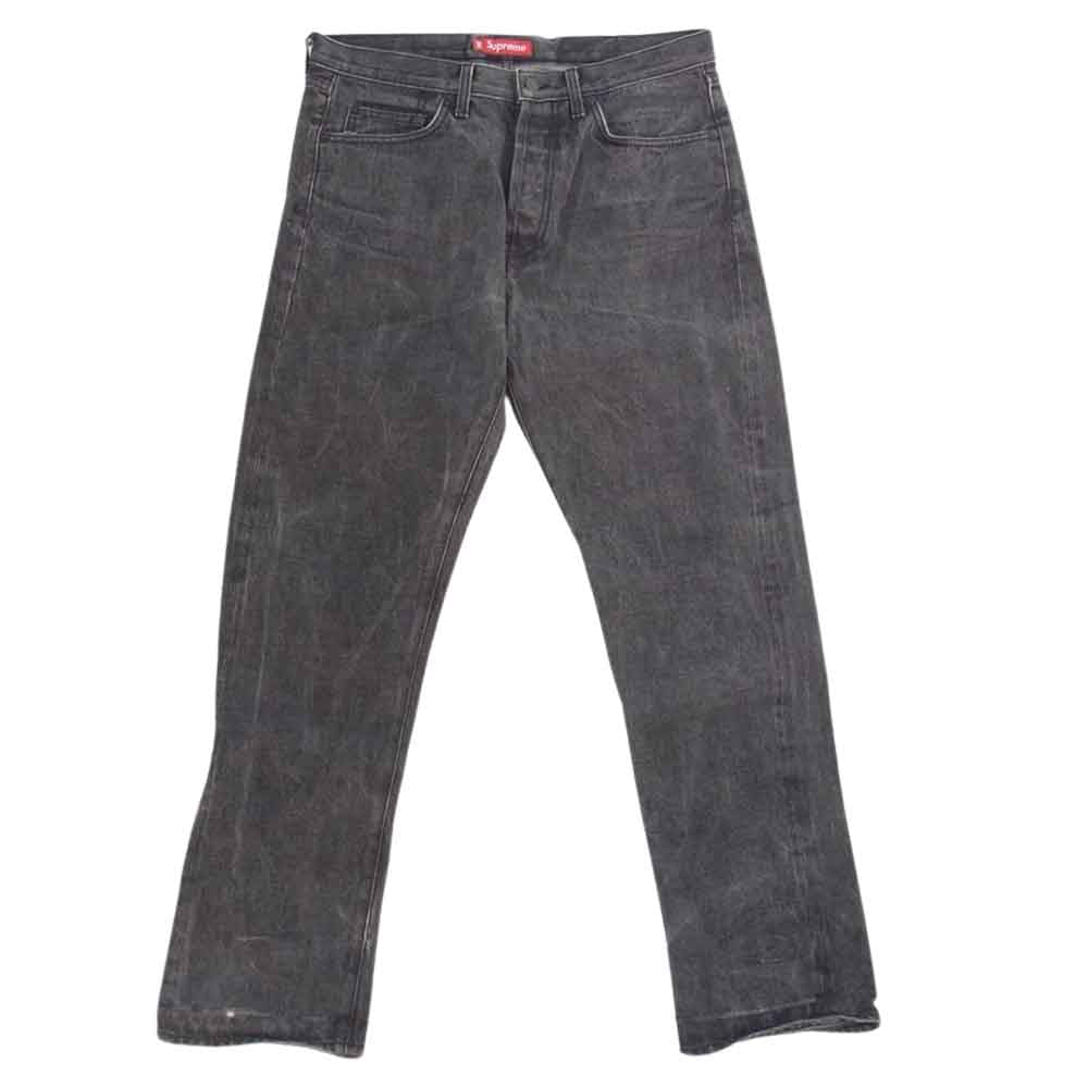 Supreme シュプリーム ボタンフライ ストレート ブラック デニム パンツ グレー系 34【中古】