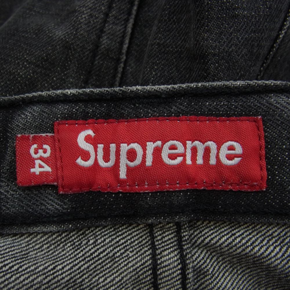 Supreme シュプリーム ボタンフライ ストレート ブラック デニム パンツ グレー系 34【中古】